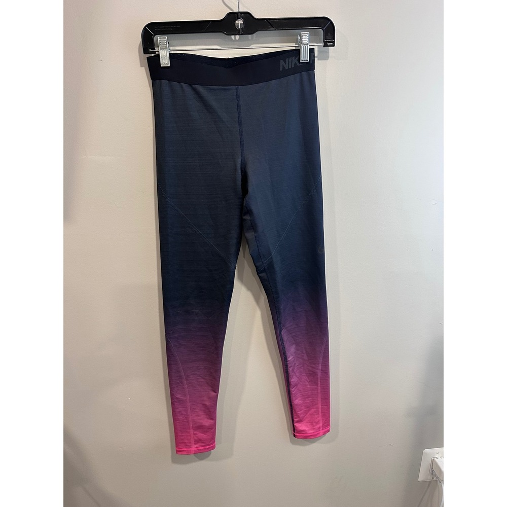 Nike Pro HyperWarm Leggings‎ Women's Med Black Pink Ombre Gradient Compression